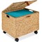 Best Choice Products Hyacinth Rolling Filing Cabinet Mobile Organizer Storage Basket w/ Lid, Locking Wheels